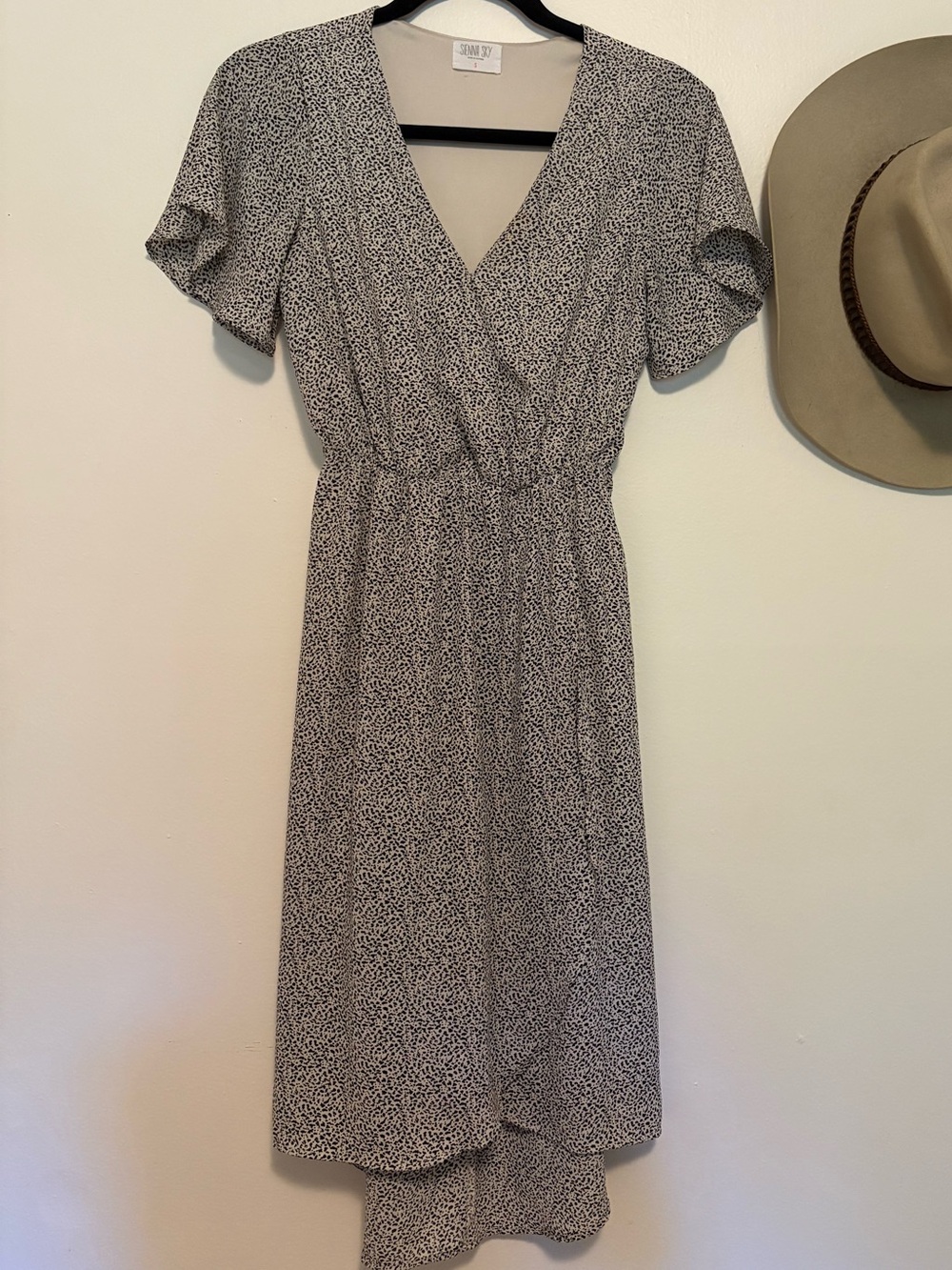 Sienna Sky Black and White Dot Wrap Midi Dress